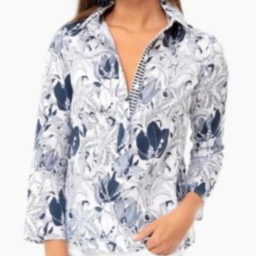 Persifor XS Maritime Blue Tigerlily Sunna Top Like New High Quality Tuckernuck